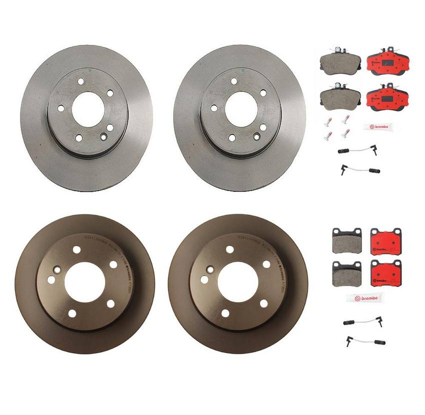 Mercedes Brakes Kit Pads & Rotors Front and Rear (248mm/258mm) (Low